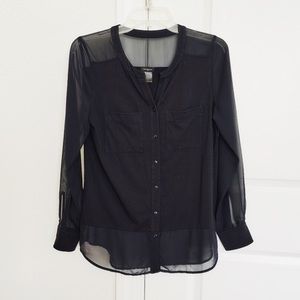 Ann Taylor Cotton Sheer Blend Button Down Shirt